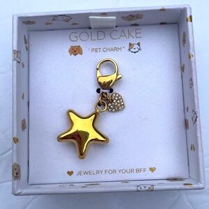 Gold Pet Charm Crystal Heart and Star